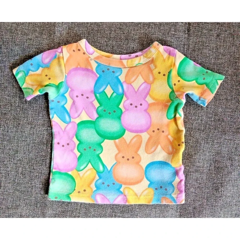 Pajamas 2T Girls Peeps bunny sleepwear 2 piece Set short sleeve long pants